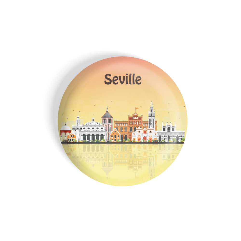 dhcrafts Round Fridge Magnet Multicolour Places Seville City In Spain Glossy Finish Design Pack of 1 (58 mm)
